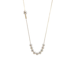 18K Real Gold + 10 pieces 8mm Akoya Long & Short two way necklaces