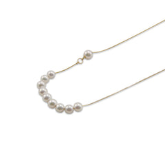 18K Real Gold + 10 pieces 8mm Akoya Long & Short two way necklaces