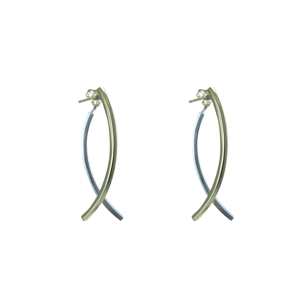 Fish Tail Gold & Sliver Sterling Sliver Studs