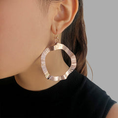 Wavy Round Rose Gold Earrings