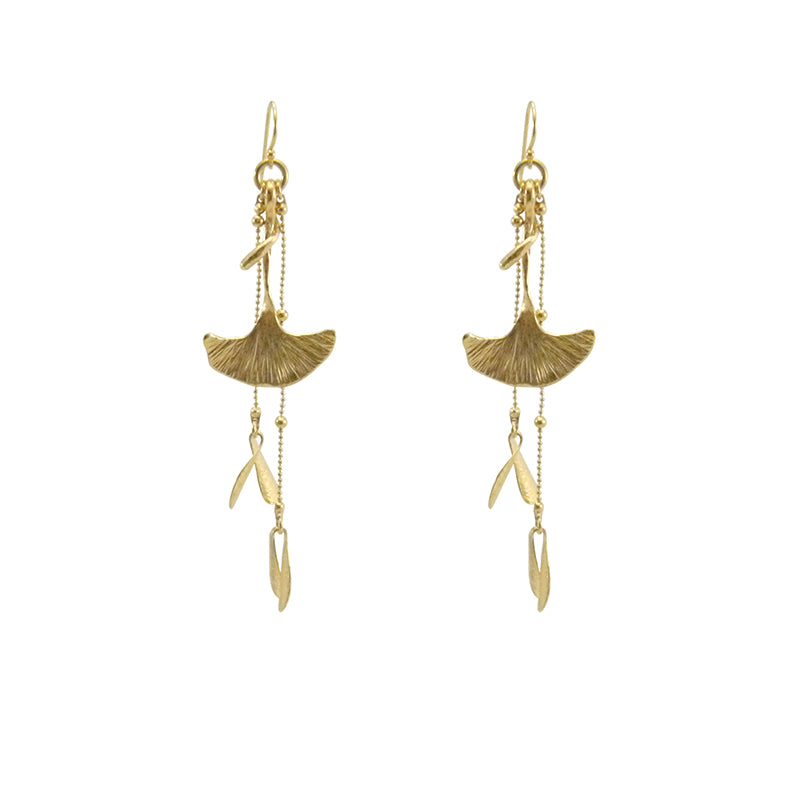 Ginkgo Leaf Gold Earrings