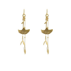 Ginkgo Leaf Gold Earrings