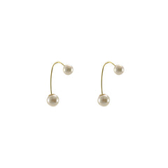Chain with Akuya Duo Pearl 18k Real Gold Pull-Thru Earrings
