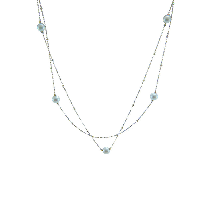 18k Gold With Akuya Pearl Two-way Necklace