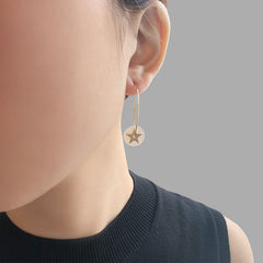 Circle with Star Shinny Gold Print Sterling Silver Circle ring