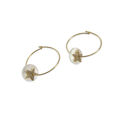 Circle with Star Shinny Gold Print Sterling Silver Circle ring