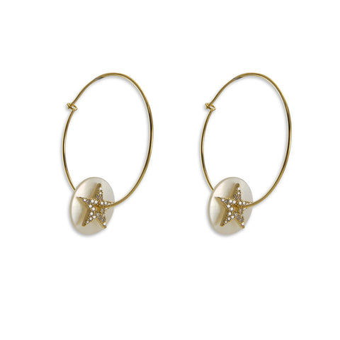 Circle with Star Shinny Gold Print Sterling Silver Circle ring