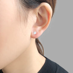 Single Hexagon Silver Sterling Silver Studs