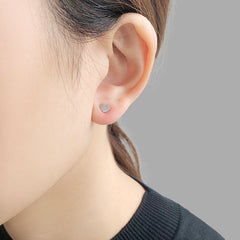 Single Heart Silver Sterling Silver Studs