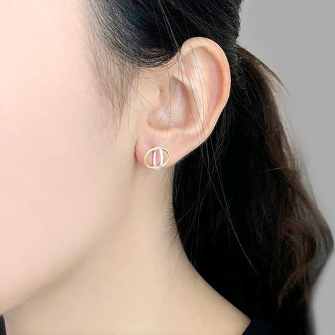 Duo Circle Gold Sterling Sliver Studs