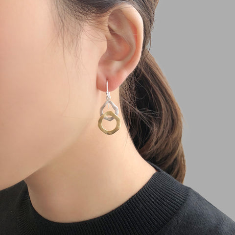 Duo Thick Circle Gold & Sliver Sterling Sliver Earrings