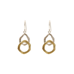 Duo Thick Circle Gold & Sliver Sterling Sliver Earrings