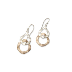 Duo Thick Circle Rose Gold & Sliver Sterling Sliver Earrings