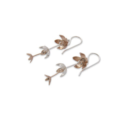 Trio Umbrella Flower Rose Gold & Sliver Sterling Sliver Earrings