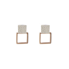 Cutout square Rose Gold & Silver Sterling Silver Earrings