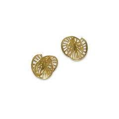 Cutout 3D Twisted Sphere Gold Earrings