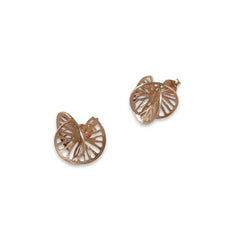 Cutout 3D Twisted Sphere Rose Gold Silver Earrings