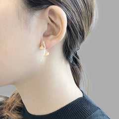 Cutout Flower branch Gold Sterling Silver Earrings