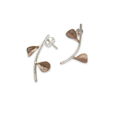 Cutout Flower branch Rose Gold Sterling Silver Earrings