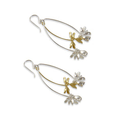 Branch flowers Gold Sterling Silver Earrings