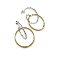 Cutout circle Shinny Gold Sterling Silver Earrings
