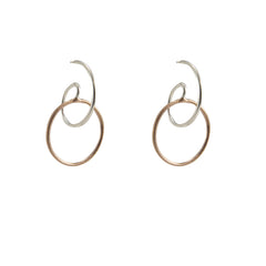 Cutout circle Shinny Rose Gold Sterling Silver Earrings