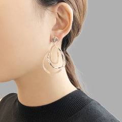 Cutout irregular circle shape Rose Gold Sterling Silver Earrings