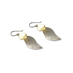 Cutout two leaves Gold Sterling Silver Earrings