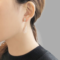 Flower pattern with water drop Rose Gold Sterling Silver Earrings