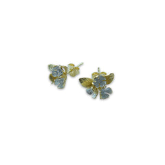 Flower Pedal and the leaf Gold Sterling Silver Earrings