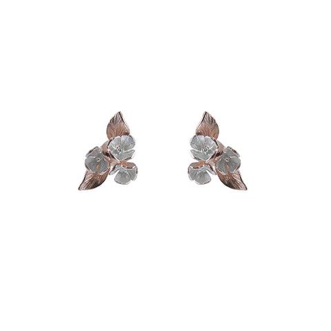 Flower Pedal and the leaf Rose Gold Sterling Silver Earrings