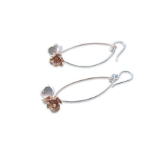 Branch of flower Rose Gold Sterling Silver Earrings
