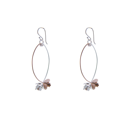 Branch of flower Rose Gold Sterling Silver Earrings