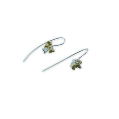 3 little flowers Gold Sterling Silver Earrings