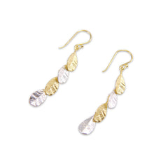 4 small leaves Silver and Gold Sterling Silver Earrings