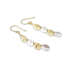 4 small leaves Silver and Gold Sterling Silver Earrings