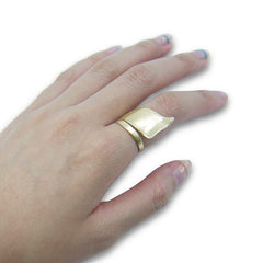 Long ribbon Gold Sterling Sliver Ring