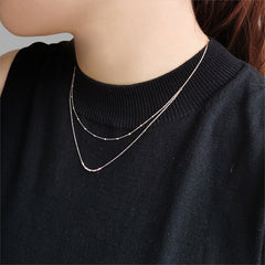 Double Layer 18K Real Rose Gold Necklace