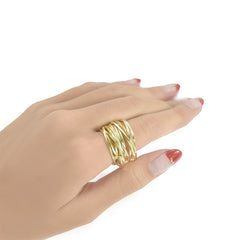 Thick Multi-line Gold Sterling Sliver Ring