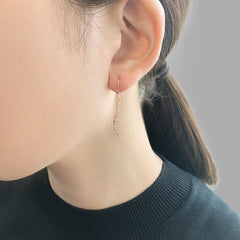 Duo Short bar 10K real gold earrings