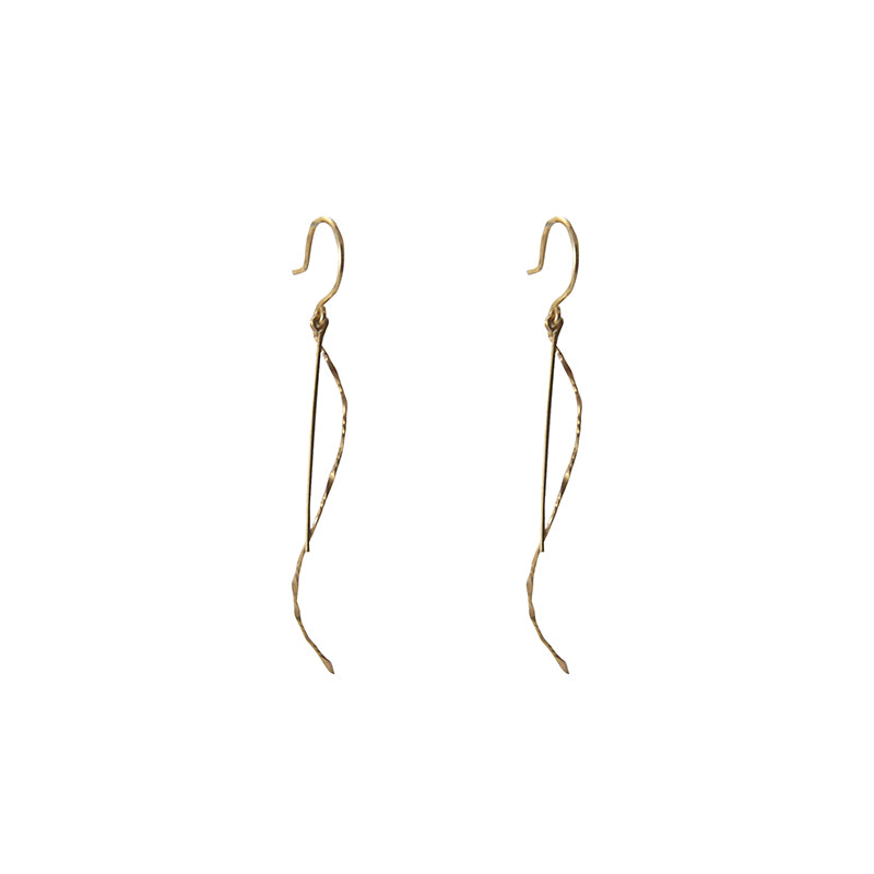 Duo Short bar 10K real gold earrings