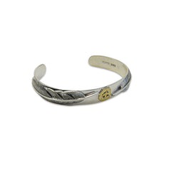Duo Feather with Gold Bird Sterling Silver Bangle