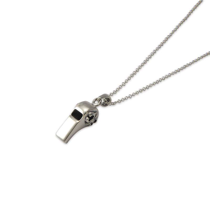 Whistle with Gothic Cross Symbol Sterling Silver Necklace