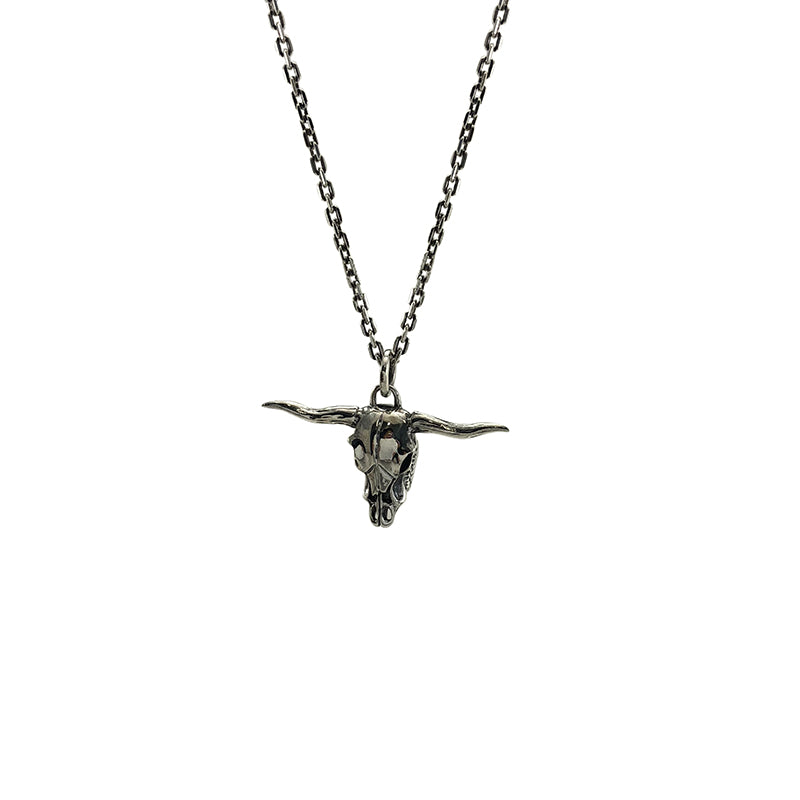 Dinosaur with Skull (Big Size) Sterling Silver Necklace