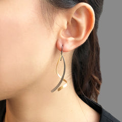Duo Long Twisted Bar Gold & Black Sterling Sliver Earrings