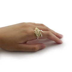 Curved Leaf Gold Sterling Sliver Ring