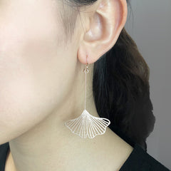 Big Cutout Ginkgo Rose Gold Sterling Silver Earrings