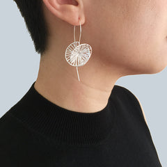 Cutout 3D Twisted Sphere Sterling Silver Pull-Thru Earrings