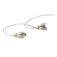 Gold upside down flower silver Steling Pull-Thru Earrings