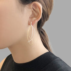Curved cutout waterdrop Gold Sterling Silver Earrings